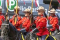 A close up to a Royal Canadian Mounted Police memmebers at a public parade