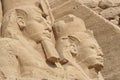 Close-up to sculptures of Ramesses II at the Great Temple of Ramesses II at Abu Simbel (Egypt) Royalty Free Stock Photo