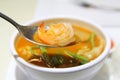 Close up to shrimp in hot sour soup Royalty Free Stock Photo