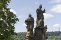 Close up to a st barbara and st margaret elizabeth sculptures