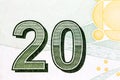 Close up to 20 on twenty liras bill Royalty Free Stock Photo