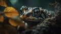 Close-up of a colorful toad in tropical forest. Royalty Free Stock Photo