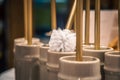 Close-up, toilet brushes in a home improvement store. Royalty Free Stock Photo