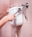Close-up of toilet reparation Royalty Free Stock Photo