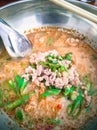 Close up Tom Yum noodle soup Royalty Free Stock Photo