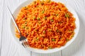 Close-up of Tomato onion green peas rice pilaf Royalty Free Stock Photo