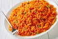 Close-up of Tomato onion green peas rice pilaf Royalty Free Stock Photo