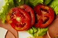 Close up of Tomato Sliced vegetable for foods backgrounds above Royalty Free Stock Photo