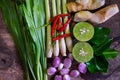 Close-up tomyumkung ingredients Thaifood