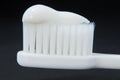 Close up Toothpaste on white tooth brush soft and smooth isolate