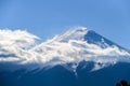 Close up top of beautiful Fuji mountain with snow cover Royalty Free Stock Photo