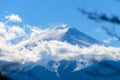 Close up top of beautiful Fuji mountain with snow cover Royalty Free Stock Photo