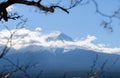 Close up top of beautiful Fuji mountain with snow cover Royalty Free Stock Photo