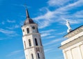 Belfry and bell tower of the Cathedral of Vilnius Royalty Free Stock Photo