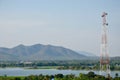 Close up top of communication Tower with antennas such a Mobile phone tower, Cellphone Tower Royalty Free Stock Photo