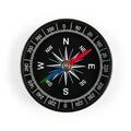 Black Compass with Red, Green, and Blue Needles on White Background navigation direction Royalty Free Stock Photo
