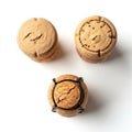 Champagne Corks Trio on White Background Royalty Free Stock Photo