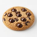 A Single Chocolate Chip Cookie with Dark Chocolate Chunks on a White Background baked good Royalty Free Stock Photo