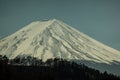 Close up top of Fuji mountain with snow cover on the top with could, fujisan Royalty Free Stock Photo