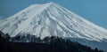 Close up top of Fuji mountain with snow cover on the top with could, fujisan Royalty Free Stock Photo