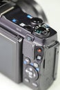 Close up top panel of hi-end compact Digital Camera, Mirrorless Digital Camera. Royalty Free Stock Photo