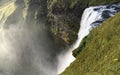 Close up of top of Skogafoss waterfall in Iceland