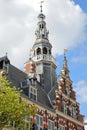 Close-up on the top of the Stadhuis Town Hall of Franeker, Friesland, Netherlands Royalty Free Stock Photo