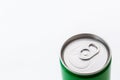 close- up of top view Aluminum used can recycle isolated on white background