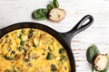 Close up from top view of baked egg frittata Royalty Free Stock Photo