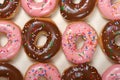 Close up Top View colorful donuts in box Royalty Free Stock Photo