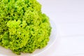 Close up Top view Fresh green lettuce on round plate. Healthy pl Royalty Free Stock Photo