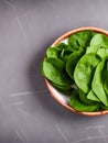 close up top view fresh spinach on table, healthy food concept