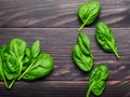 close up top view fresh spinach on table, healthy food concept