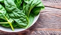 close up top view fresh spinach on table, healthy food concept