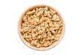 Close up top view granola in the bowl on isolated with clipping