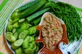 Close-up  top view, healthy food, green vegetable chili paste, Asian food Royalty Free Stock Photo