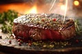 Close-up top view of ingredients Chuck Eye Steak on a table. AI Generated Royalty Free Stock Photo