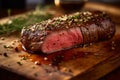 Close-up top view of ingredients London Broil Steak on a table. AI Generated