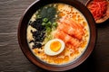 Close-up top view of ingredients Soup, Japanese food. AI Generated