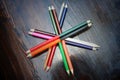 Top view multicolor pencils