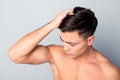 Close up top view photo of clean clear smooth, health fresh hair Royalty Free Stock Photo