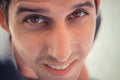 Close up top view portrait of a young man looking at camera with Royalty Free Stock Photo