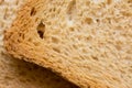 Close up top view of rusk, toasted bread background