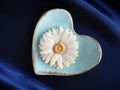 top view of Sam Pan Nee Thai Traditional Dessert handcraft royal famous thai snack in pastel blue heart shape plate