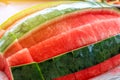 Close up top view style of peeled watermelon ready to eat. Royalty Free Stock Photo