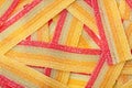 Close up top view of sugar coated candy strips Royalty Free Stock Photo