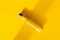 Close-up top view of thermo bottle on yellow background Royalty Free Stock Photo