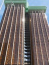 Close-up of the Torres de ColÃÂ³n Columbus Towers, a high rise office building composed of twin towers located at the Plaza de Col