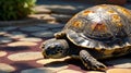 A Close-Up Shot of a Radiated Tortoise Shell Under The Warm Sunlight Royalty Free Stock Photo