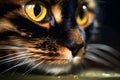 Close-up of a tortoiseshell shorthair cat with its eyes. AI Generated
